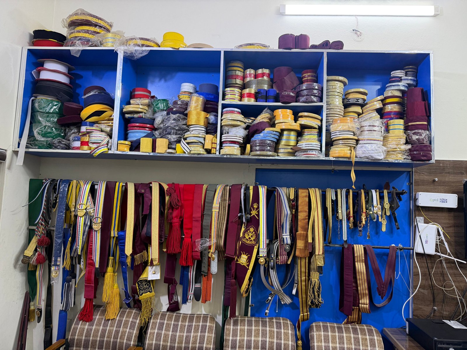 Cutting Floor — Melton wool cut to specification for a ceremonial tunic order.